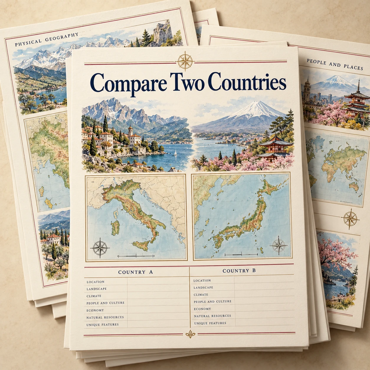 Compare Two Countries concept mockup