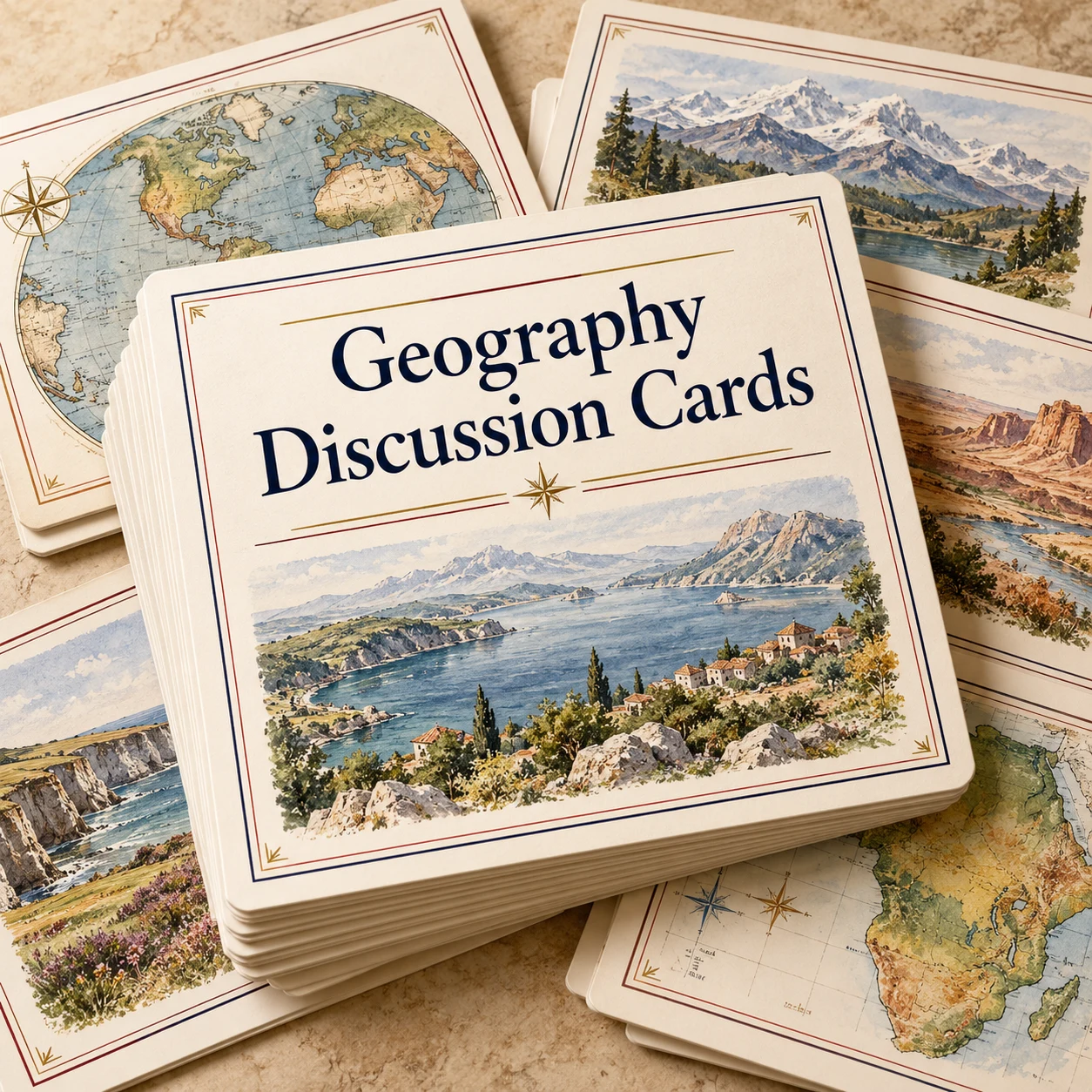 Geography Discussion Cards concept mockup