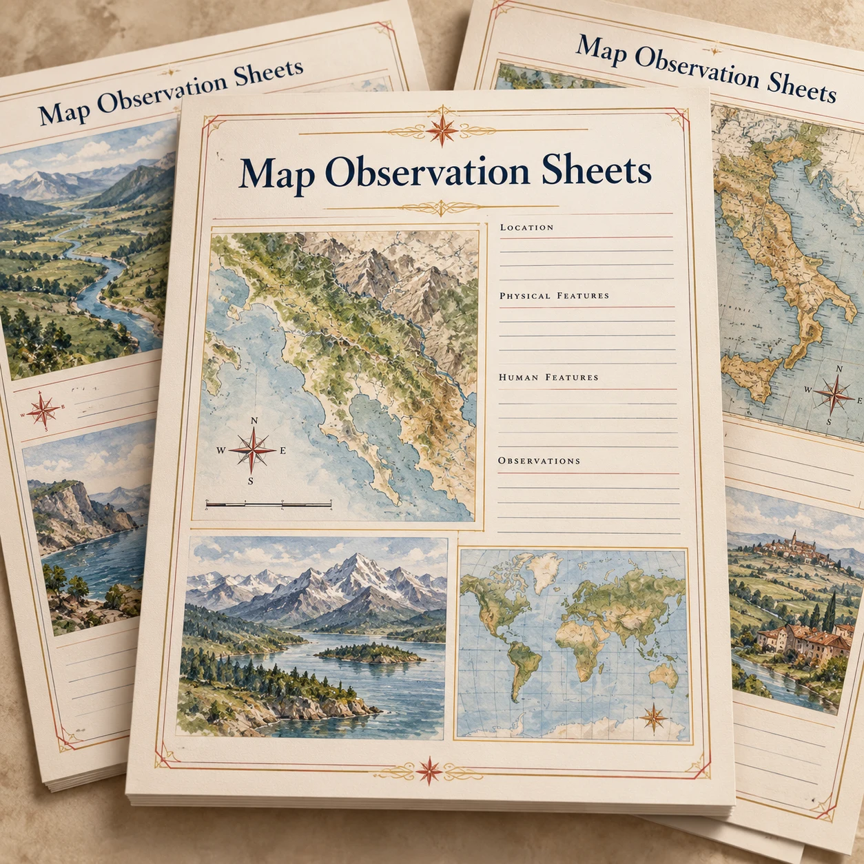 Map Observation Sheets concept mockup